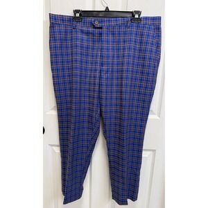 Kent & Park Superior 150 Blue Plaid Pants Mens 40x25 Polyester Ankle Preppy PL19